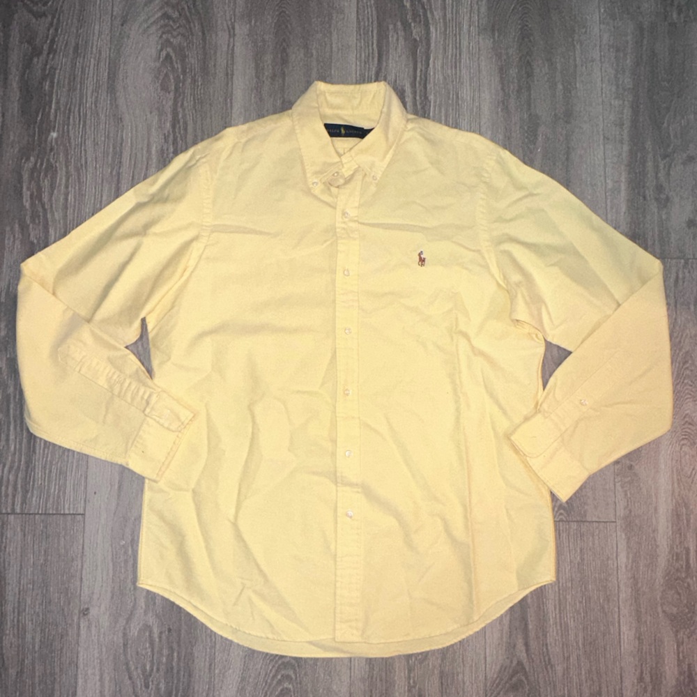 Ralph Lauren Oxford Men’s Yellow Long Sleeve Button Down Shirt Size Large